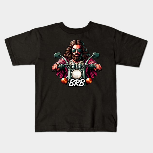 BRB meme Jesus is coming soon Motorbike Kids T-Shirt by Plushism